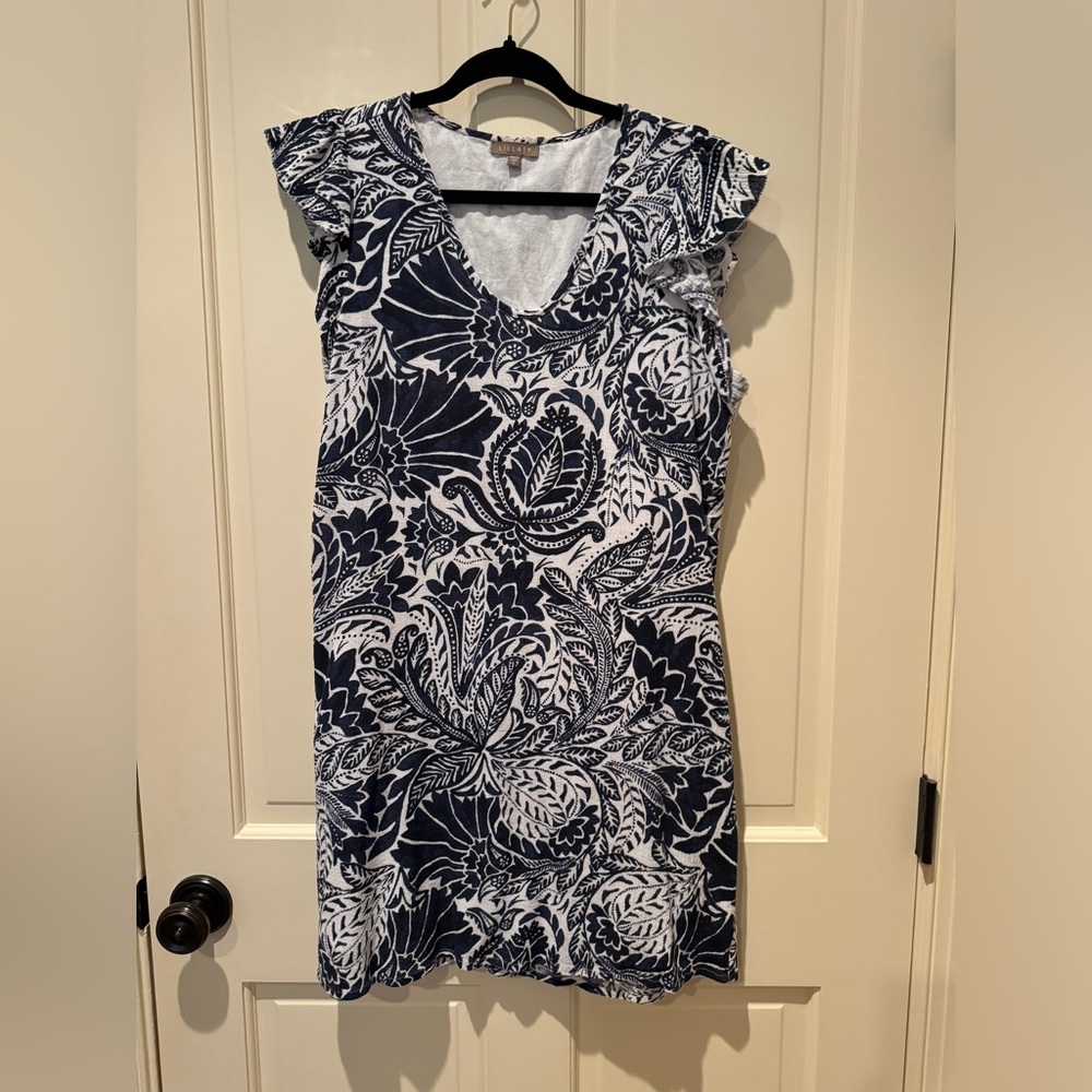 LILLA/P navy shift dress with pattern